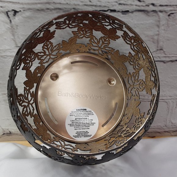 BATH & BODY WORKS FLANKED~LEAF MATTE BLACK GOLD INLAY 3~WICK CANDLE CHANDLER - Picture 7 of 16